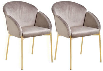 Livetastic Armlehnstuhl-Set Grau Gold Rundrohr 48x79x62 cm (2948000502)