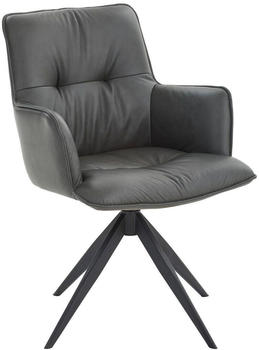 Dieter Knoll Armlehnstuhl Anthrazit Schwarz Rindleder 59x89x63 cm (1475021208)