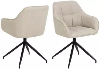 Mid.you Armlehnstuhl Beige rund 58x84.5x54.5 cm (1749081904) – Praktische Drehfunktion für Flexibilität