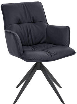 Dieter Knoll Armlehnstuhl Schwarz Dunkelblau Rindleder 59x89x63 cm (1475021215)