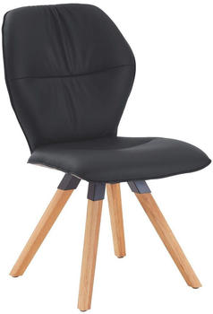 Valdera Stuhl Schwarz Graphit Rindleder Wildeiche massiv eckig 62x91x59 cm (1475023326)