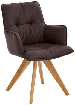 Dieter Knoll Armlehnstuhl Dunkelbraun Rindleder Wildeiche massiv 59x89x63 cm (1475021253)