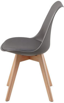 BigBuy 4er Set Aarhus Buche 49x82x55 cm grau – Höchster Sitzkomfort durch durchdachtes Design