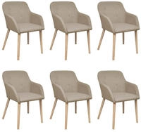 vidaXL Esszimmerst&uuml;hle 6 Stk. Beige Stoff und Massivholz Eiche