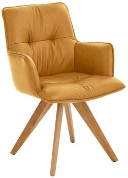 Dieter Knoll Armlehnstuhl Dunkelgelb Rindleder Wildeiche massiv 59x89x63 cm (1475021254)
