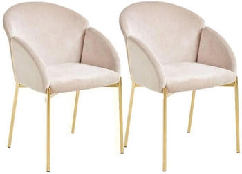 Livetastic Armlehnstuhl-Set Taupe Gold Rundrohr 48x79x62 cm (2948000501)