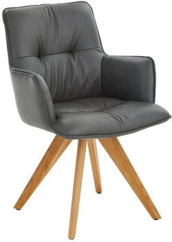 Dieter Knoll Armlehnstuhl Anthrazit Rindleder Wildeiche massiv 59x89x63 cm (1475021252)