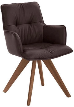 Dieter Knoll Armlehnstuhl Dunkelbraun Rindleder Nussbaum massiv 59x89x63 cm (1475021234)