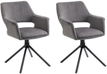 Mid.you Armlehnstuhl-Set Grau Schwarz Flachrohr 57x84x61 cm (2047008401) Mid.you Armlehnstuhl-Set Grau Schwarz Flachrohr 57x84x61 cm (2047008401)