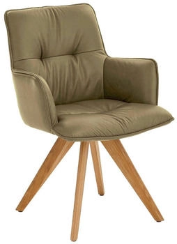 Dieter Knoll Armlehnstuhl Olivgrün Rindleder Wildeiche massiv 59x89x63 cm (1475021256)