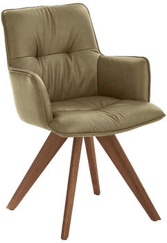 Dieter Knoll Armlehnstuhl Nussbaum Olivgrün Rindleder Nussbaum massiv 59x89x63 cm (1475021228)