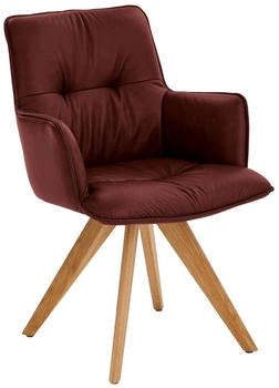 Dieter Knoll Armlehnstuhl Bordeaux Rindleder Wildeiche massiv 59x89x63 cm (1475021246)