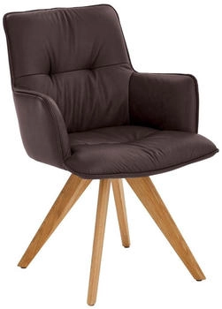 Dieter Knoll Armlehnstuhl Dunkelbraun Rindleder Wildeiche massiv 59x89x63 cm (1475021243)