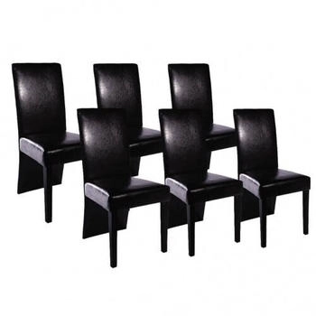 vidaXL Esszimmerst&uuml;hle 6 Stk. Kunstleder V2 Schwarz (160295XL)