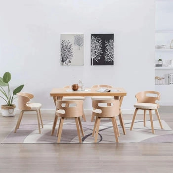 vidaXL Esszimmerst&uuml;hle 6 Stk. Creme Bugholz und Kunstleder