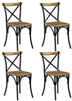vidaXL Esszimmerst&uuml;hle 4 Stk. Schwarz Mango-Massivholz
