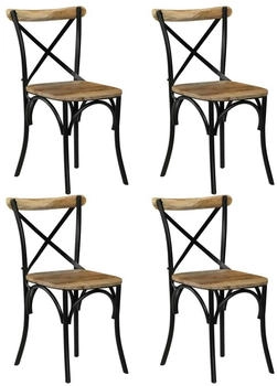 vidaXL Esszimmerst&uuml;hle 4 Stk. Schwarz Mango-Massivholz