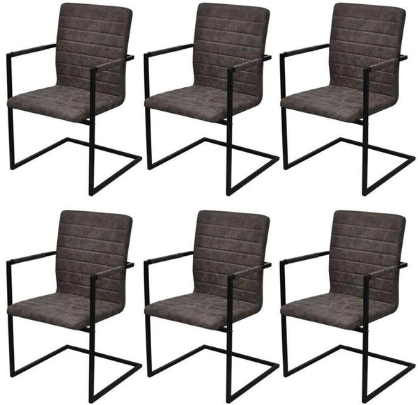 vidaXL Freischwinger 6 Stk. Braun Kunstleder