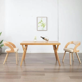 vidaXL Esszimmerst&uuml;hle 2 Stk. Creme Bugholz und Kunstleder (283104)