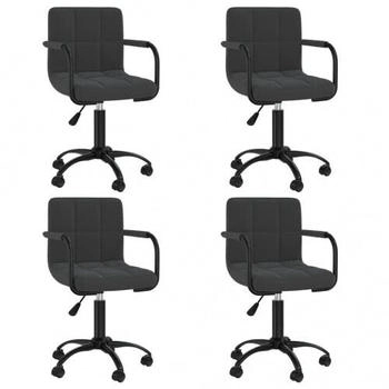 vidaXL Esszimmerst&uuml;hle Drehbar Samt V28 Schwarz, Gr&ouml;&szlig;e - 4 Stk. (3088009XL)