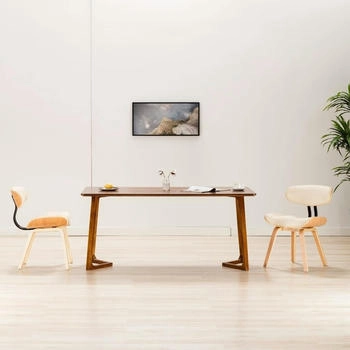 vidaXL Esszimmerst&uuml;hle 2 Stk. Creme Bugholz und Kunstleder (283124)