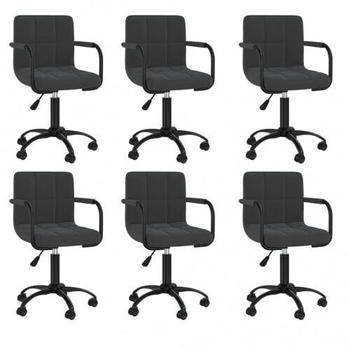 vidaXL Esszimmerst&uuml;hle Drehbar Samt V28 Schwarz, Gr&ouml;&szlig;e - 6 Stk. (3088020XL)