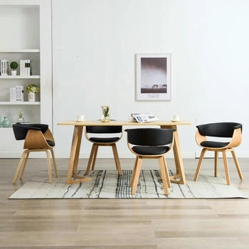 vidaXL Esszimmerst&uuml;hle 4 Stk. Schwarz Bugholz und Kunstleder (278734)