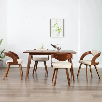 vidaXL Esszimmerst&uuml;hle 4 Stk. Creme Bugholz und Kunstleder (278840)