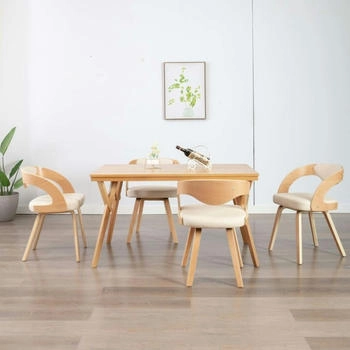 vidaXL Esszimmerstühle 4 Stk. Creme Bugholz und Kunstleder (278844)
