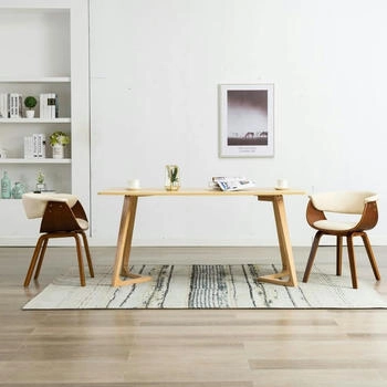 vidaXL Esszimmerst&uuml;hle 2 Stk. Creme Bugholz und Kunstleder (278724)