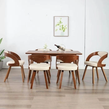 vidaXL Esszimmerst&uuml;hle 6 Stk. Creme Bugholz und Kunstleder (278841)