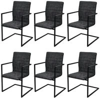 vidaXL Freischwinger 6 Stk. Schwarz Kunstleder
