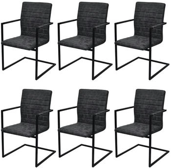 vidaXL Freischwinger 6 Stk. Schwarz Kunstleder (272416)