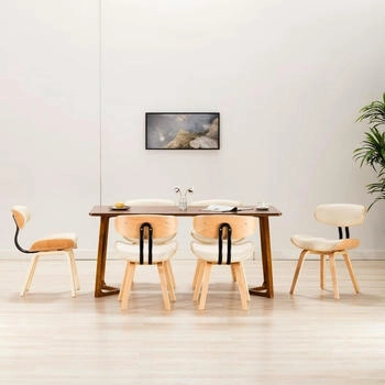 vidaXL Esszimmerst&uuml;hle 6 Stk. Creme Bugholz und Kunstleder (278721)