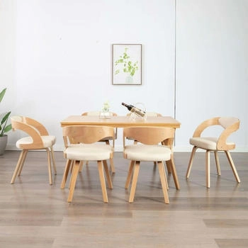 vidaXL Esszimmerst&uuml;hle 6 Stk. Creme Bugholz und Kunstleder (278845)