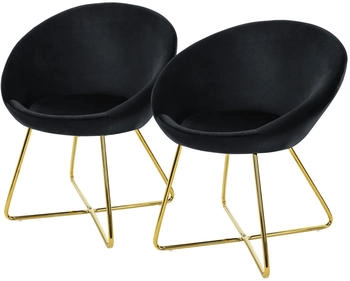 ML-Design Esszimmerstühle 2er Set Samt Schwarz mit goldene Metallbeine Ergonomisch ML-Design Esszimmerstühle 2er Set Samt Schwarz mit goldene Metallbeine Ergonomisch