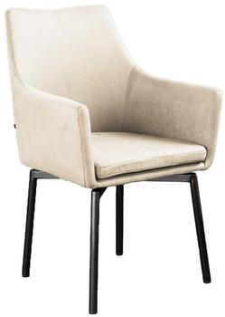 Kawola Cali Microfaser Esszimmerstuhl creme Füße matt-schwarz beige (KA112685)