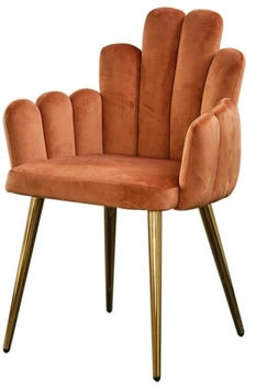 Kawola FREJA Esszimmerstuhl Velvet orange Fuß gold braun (KA079337V)