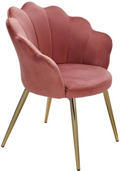 Finebuy Esszimmerstuhl Tulpe Samt / Metall Gepolstert Schalenstuhl rosa diverse (FB24125)