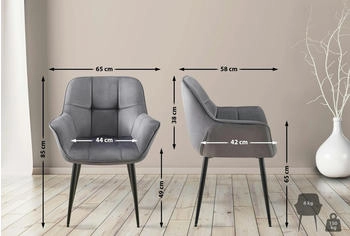 CLP Esszimmerstuhl Roseville Samt dunkelgrau (324488) – CLP Esszimmerstuhl Roseville Samt dunkelgrau (324488) für eleganten Esskomfort