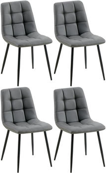 CLP 4er Set Esszimmerstuhl Antibes Kunstleder dunkelgrau (325039)