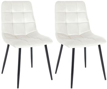 CLP 2er Set Esszimmerstuhl Tilde Samt cremeweiß (324604)