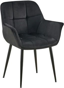 CLP Esszimmerstuhl Roseville Samt schwarz (324487)