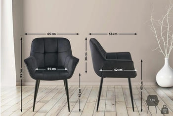 CLP Esszimmerstuhl Roseville Samt schwarz (324487) – CLP Esszimmerstuhl Roseville Samt schwarz (324487) - Eleganter Sitzkomfort für stilvollen Genuss