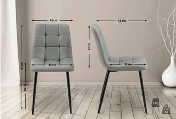 CLP 4er Set Esszimmerstuhl Antibes Kunstleder hellgrau (325040)