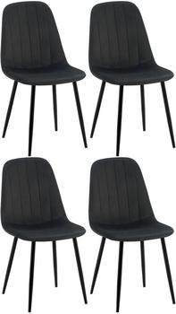 CLP 4er Set Esszimmerstuhl Baxter Samt schwarz (324976)