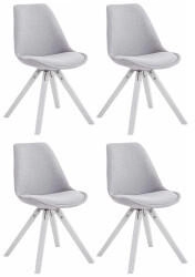CLP 4er Set Besucherstuhl Toulouse Stoff Square wei&szlig; grau (320941)