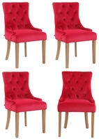 CLP 4er Set Esszimmerstuhl Aberdeen Samt rot/antik-hell