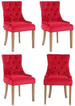 CLP 4er Set Esszimmerst&uuml;hle Aberdeen Samt antik-hell rot (317619)
