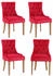 CLP 4er Set Esszimmerstühle Aberdeen Samt antik-hell rot (317619)